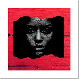 black and red glitch girl illustration Posters and Art